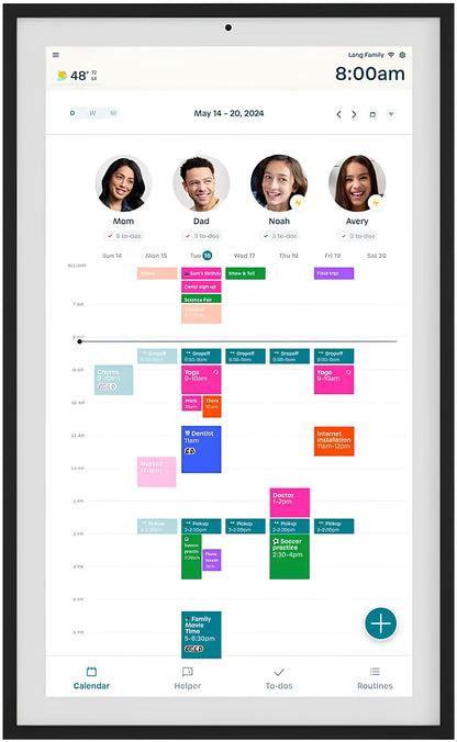 27" Digital Calendar for Families, Interactive Touchscreen, Custom Wall Mount, Matte Black Frame