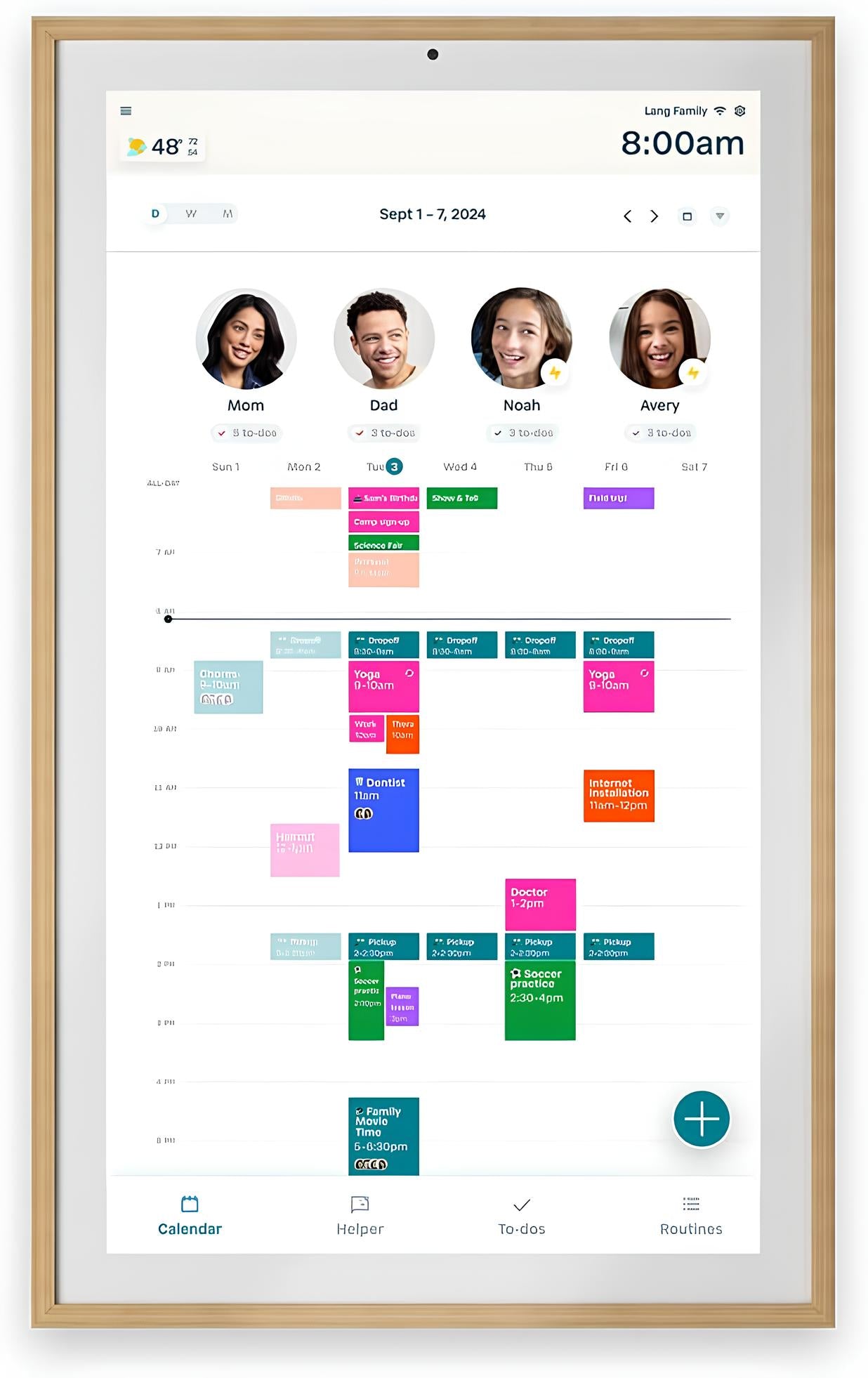 27" Digital Calendar for Families, Interactive Touchscreen, Custom Wall Mount, Matte Black Frame