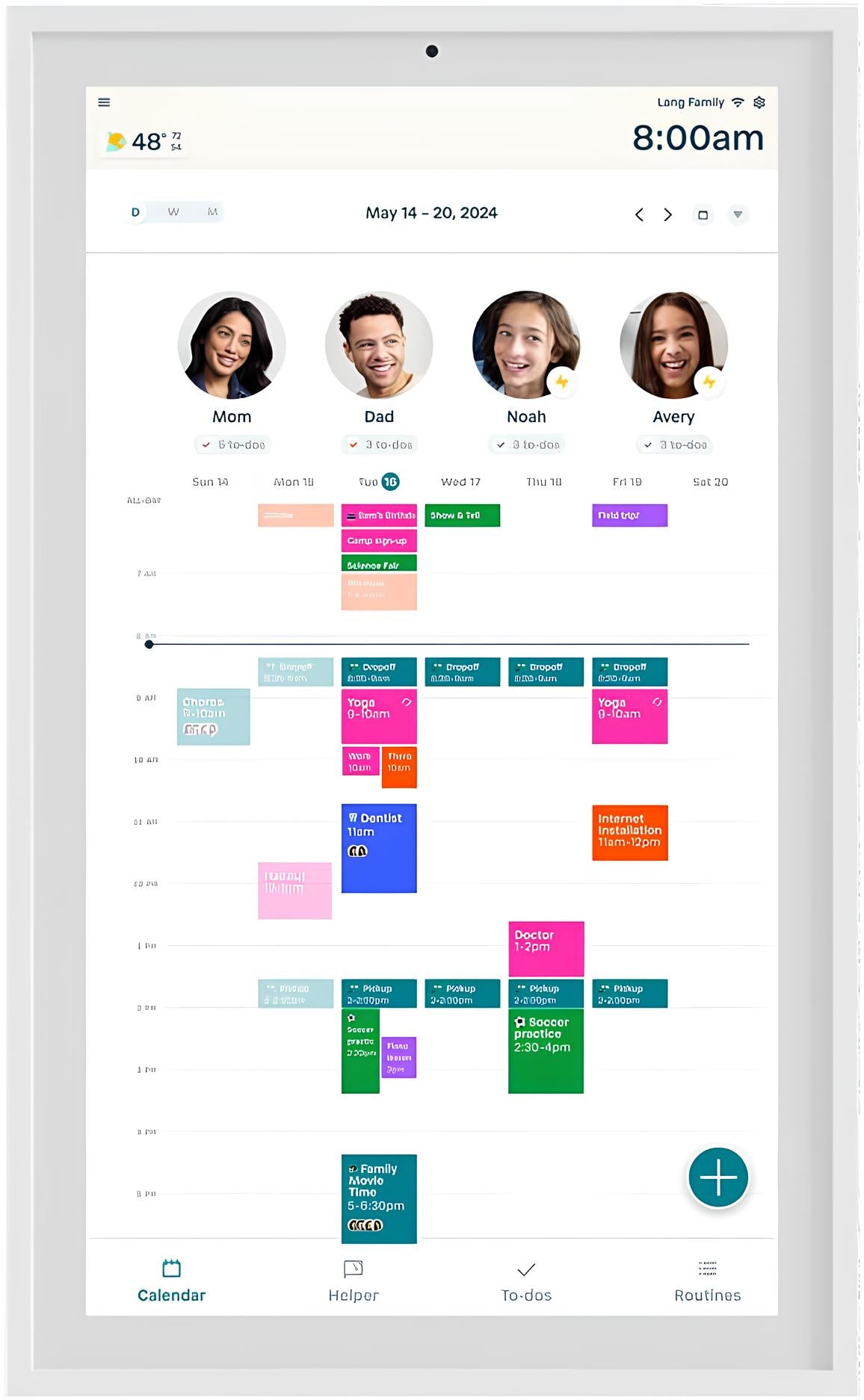 27" Digital Calendar for Families, Interactive Touchscreen, Custom Wall Mount, Matte Black Frame